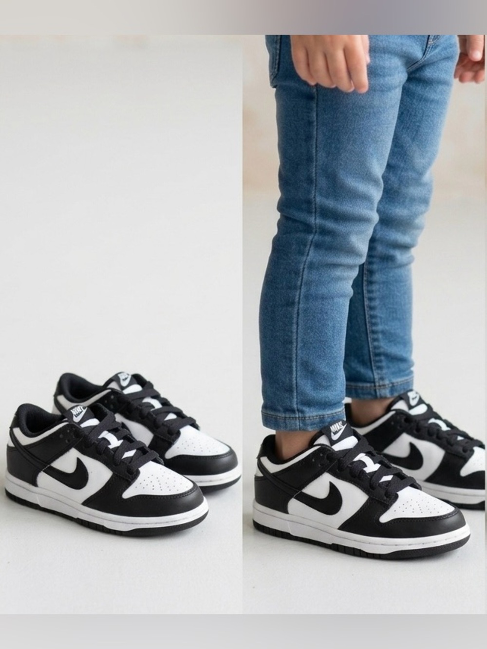 Nike Dunk Low Panda Black White Kids Size 12C